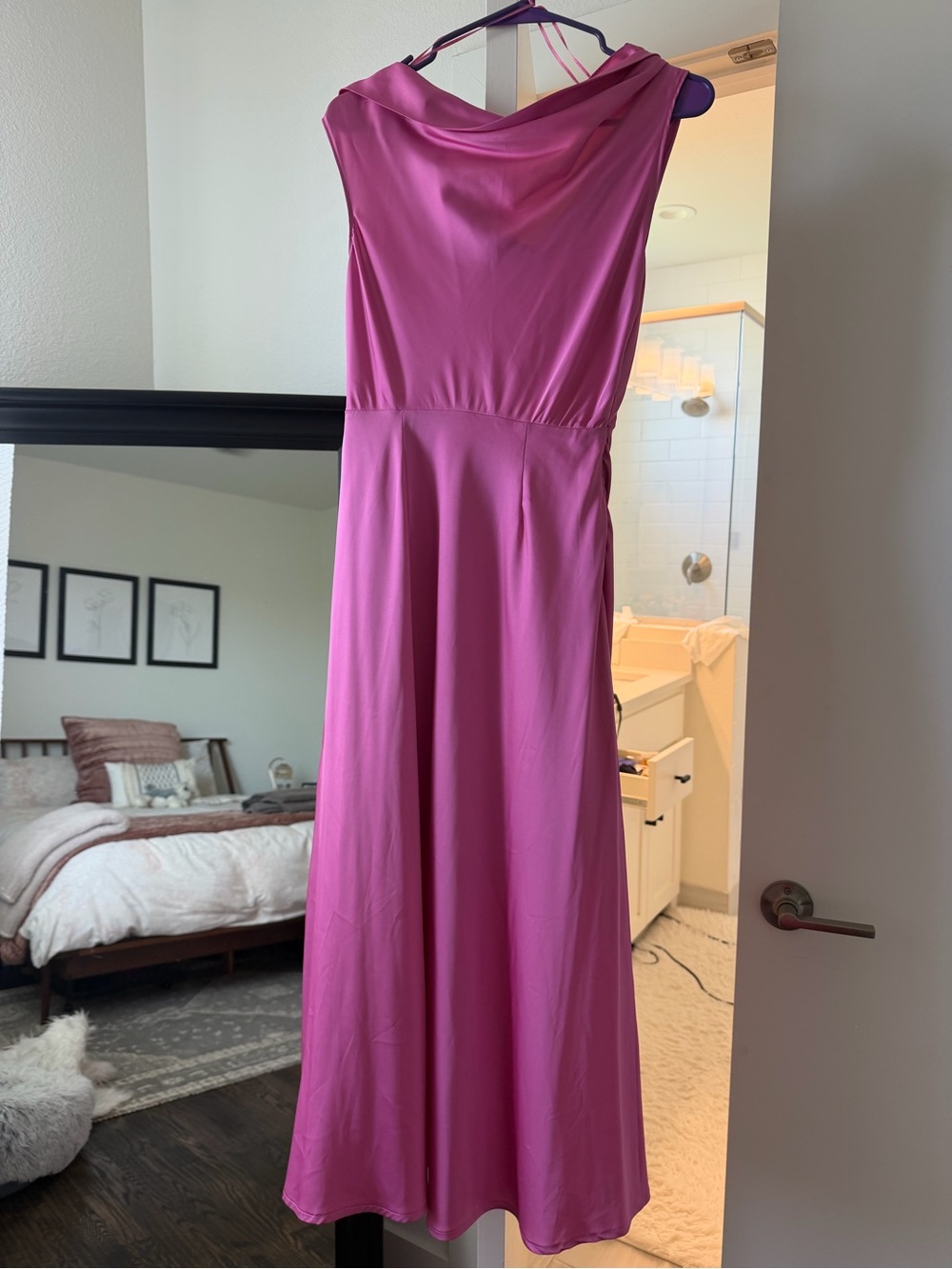 ASTR the Label Monroe One-Shoulder Satin Maxi Dress in Pink - Picture 4 of 8